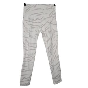 Athleta Women White Gray Marble Salutation Stash Pocket II 7/8 Tight Leggings XS